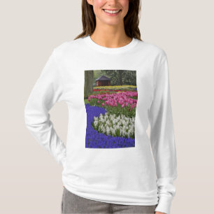 Camiseta Jardim de jacintos de uva, jacintos e tulipas,