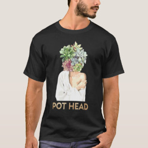 Camiseta Jardim de Mulheres Vaso Cabeça Planta E Jardineiro