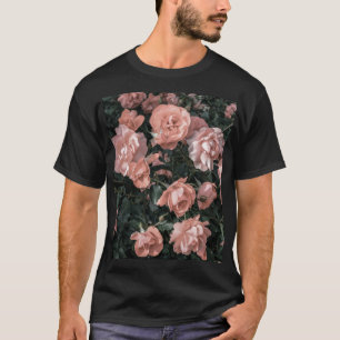 Camiseta Jardim de Rosa Rosa Rosa Pintel de Pastel Suave