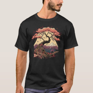 Camiseta Jardim de Sakura Japonês Gêisha Monte Fuji Flor de