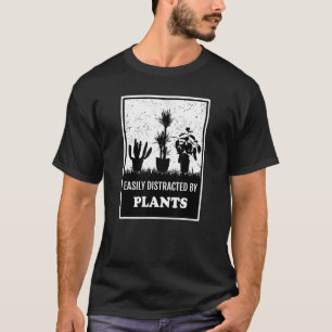 Camiseta Jardim de Silhueta de Planta Fácilmente Distraído
