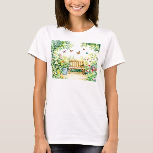Camiseta Jardim de Verão com Borboletas (Frente)