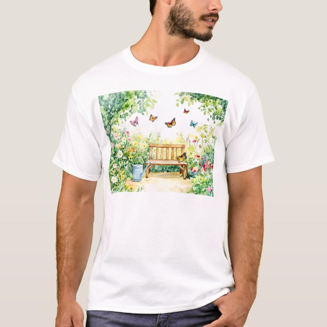 Camiseta Jardim de Verão com Borboletas (Frente)