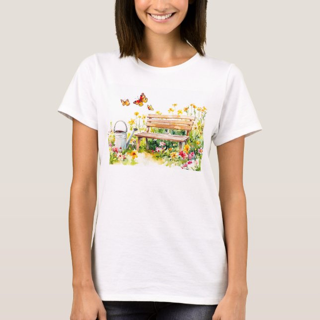 Camiseta Jardim de Verão com Borboletas (Frente)