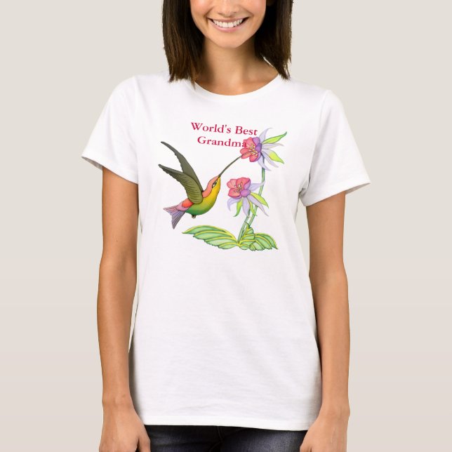 Camiseta Jardim do colibri para a avó (Frente)