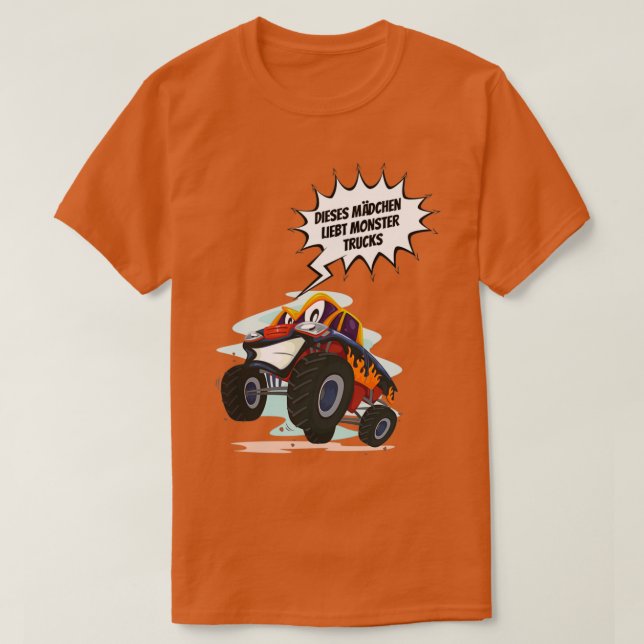Camiseta Jardim do Infância: Mdchen Liebt Monster Trucks (Frente do Design)