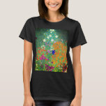 Camiseta Jardim Flor Gustav Klimt<br><div class="desc">Camiseta com a pintura de óleo do Jardim Flor de Gustav Klimt (1906). Um belo jardim de flores roxas,  vermelhas,  brancas,  azuis e laranja. Um presente de excelente para fãs de Arte Nouveau e de Arte Austríaca.</div>