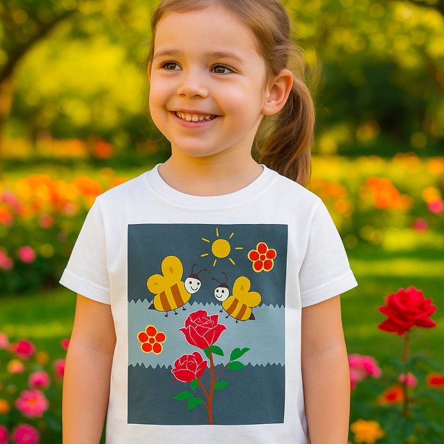 Camiseta Jardim Floral de Abelhas e Rosas (Criador carregado)