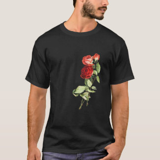 Camiseta Jardim Floral de Flores de Rosa Antiga