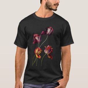 Camiseta Jardim Floral de Tulipas Antigas Amante de Plantas