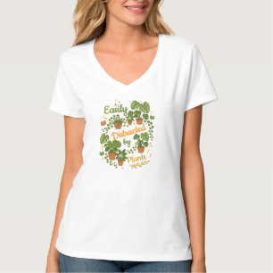 Camiseta Jardim Fofo Fácilmente Distraído por Plantas Natur