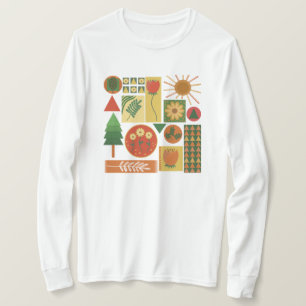 Camiseta Jardim Geométrico Colorido Vegetais