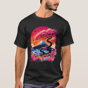 Camiseta Jardim Sakura Geisha Monte Fuji Cherry Bl