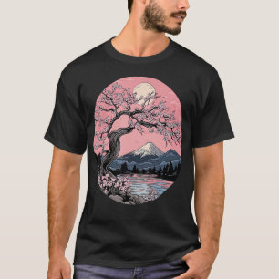 Camiseta Jardim Sakura Monte Fuji Flor de Cerejeira Japonês