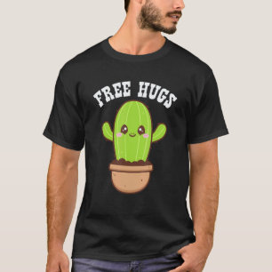 Camiseta Jardinagem 4\Abraços Grátis Cacto Fofo Suculenta E