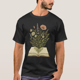 Camiseta Jardinagem 4\Amante de Livros Floral Flores Silves