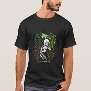 Camiseta Jardinagem 4\Amante de Plantas Esqueleto Engraçado
