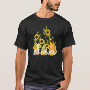 Camiseta Jardinagem 4\Anões Fofos Jardim de Girassóis Mulhe