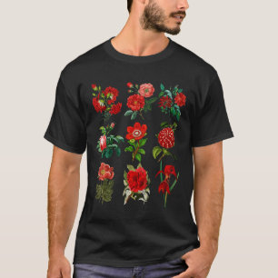 Camiseta Jardinagem 4\Flores de Jardim Vermelhas Elegantes