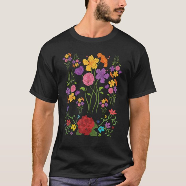 Camiseta Jardinagem 4\Flores Desabrocham Lindas Flores Silv (Frente)