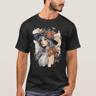 Camiseta Jardinagem 4\Garota Bruxa das Flores Floral Witchy