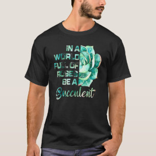 Camiseta Jardinagem 4\Linda Planta Suculenta Aquarela