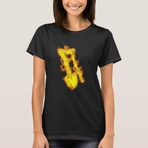 Camiseta Jardinagem 4\Pá de Fogo e Ancinho Chamas Agriculto