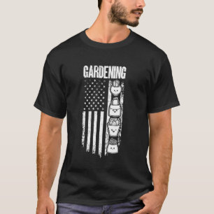 Camiseta Jardinagem Bandeira dos EUA Paisagista Hobby Jardi