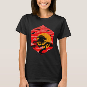 Camiseta Jardinagem Budista Zen Estética Japonesa Pôr do So