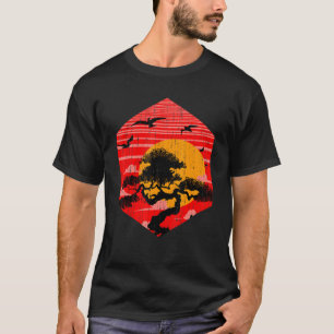 Camiseta Jardinagem Budista Zen Estética Japonesa Pôr do So