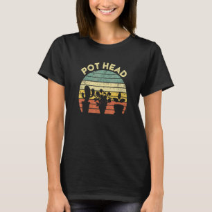 Camiseta Jardinagem Cabeça de Vaso Viciado em Maconha Mulh