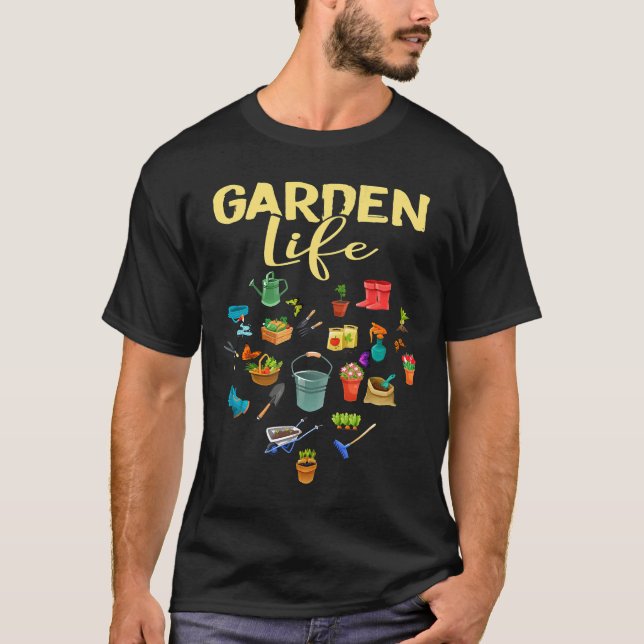 Camiseta Jardinagem Com Todas As Ferramentas (Frente)