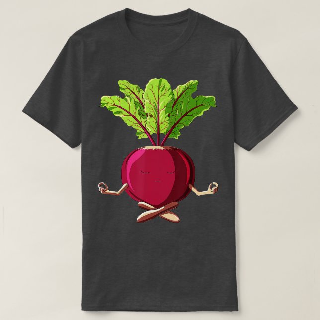 Camiseta Jardinagem de Beterraba Engraçada Com Ioga Vegetal (Frente do Design)