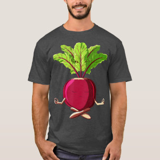 Camiseta Jardinagem de Beterraba Engraçada Com Ioga Vegetal