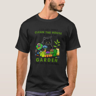 Camiseta Jardinagem Gato Preto Vai Para Meu Jardim Para Bri