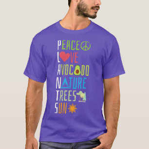 Camiseta Jardinagem Planta Paz Amor Natureza Avocado Árvore