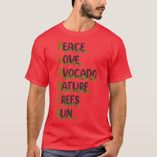 Camiseta Jardinagem Planta Paz Amor Natureza Avocado Árvore