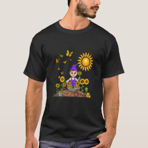 Camiseta Jardinagem plantas de girassol flores gnomo de jar