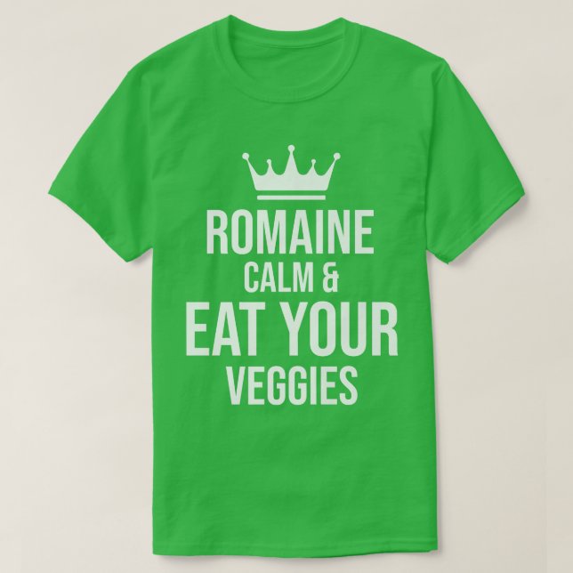 Camiseta Jardinagem Vegetariana Romaine Calm Pun 1714 (Frente do Design)