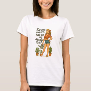 Camiseta Jardineira Pin-Up Atrevida Design de Punho de Plan