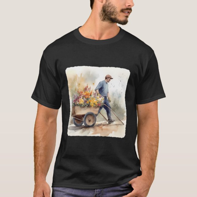 Camiseta Jardineiro Com Uma Caranguejo De Flores Que Garden (Frente)