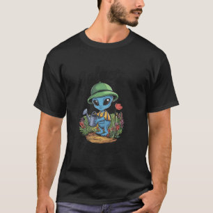 Camiseta Jardineiro Galáctico Fofo Caprichoso Jardim Alien