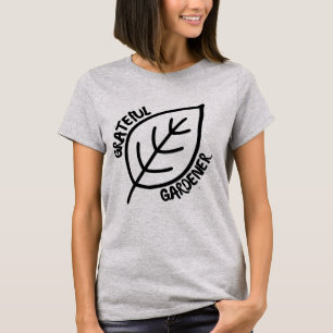 Camiseta Jardineiro Grato Minimalista Folha Desenhada à Mão