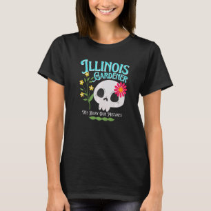 Camiseta Jardineiro Rebelde do Estado de Illinois IL Crânio