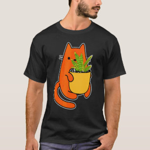Camiseta Jardineiro Suculento Gato E Folha De Cobra