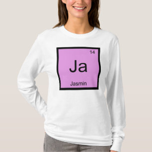 Camiseta Jasmin Nome Química Elemento de Química Mesa Perió