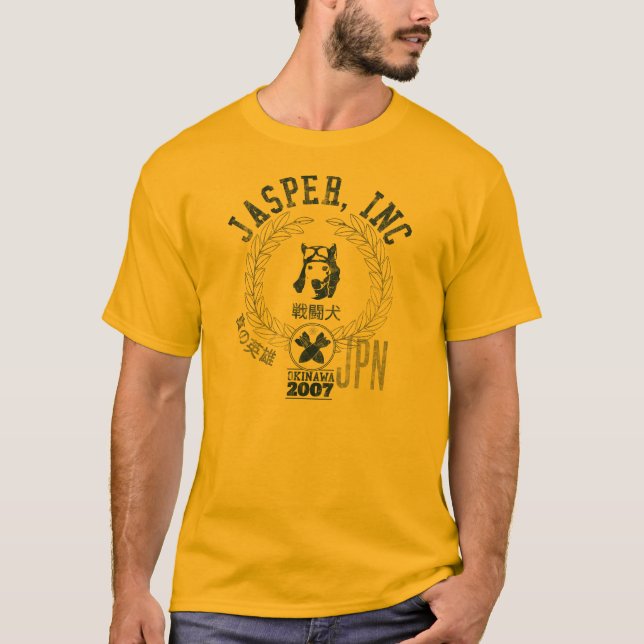 Camiseta Jaspe, Inc - cão do piloto de caça (Frente)
