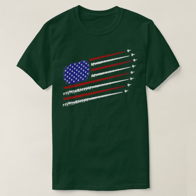 Camiseta Jatos de combate com bandeira americana 4 de julho (Frente do Design)