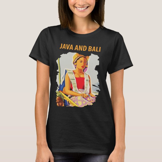 Camiseta Java Bali Indonésia Viagem Azul Tradicional (Frente)