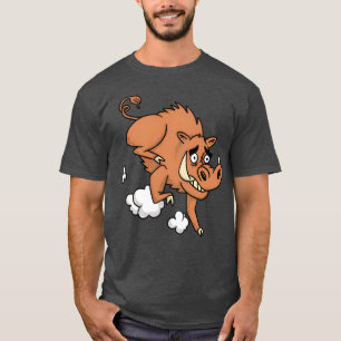 Camiseta Javali animal desenho animado correndo engraçado
